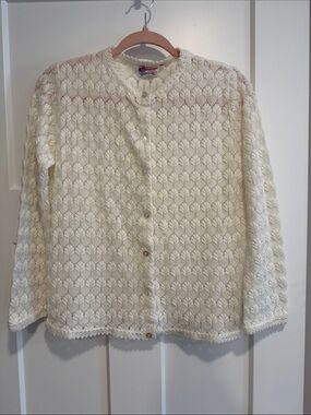 Vintage Americana Popcorn Knit Cardigan Sweater Cottagecore Boho festival